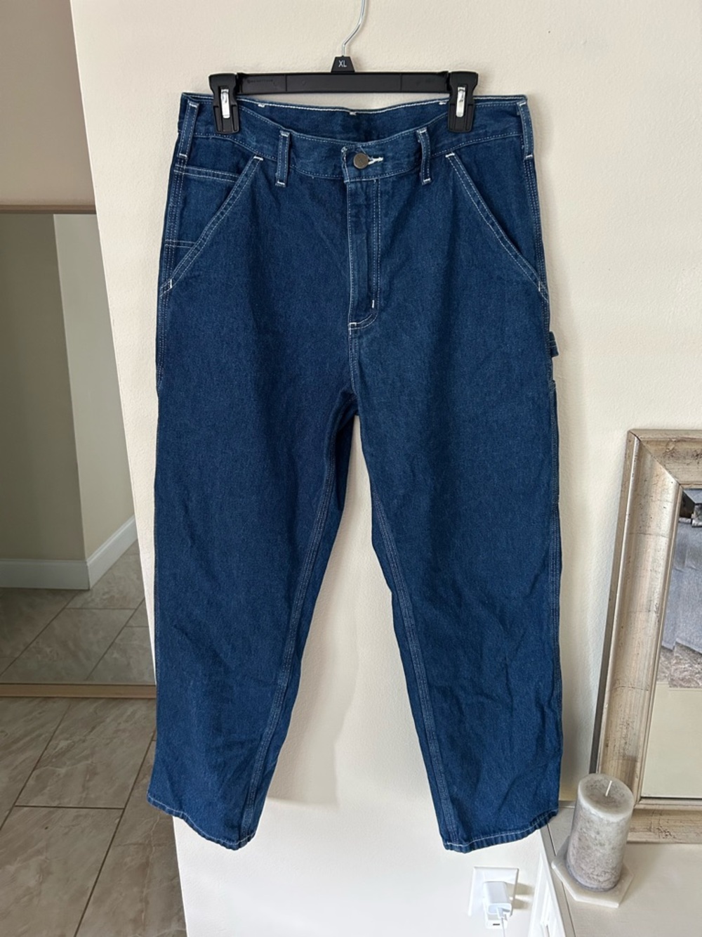 Carhartt men’s unisex dark wash workwear utility jeans loose baggy 32”